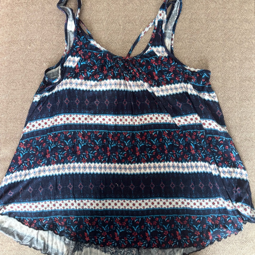 Torrid Navy and Red Floral Tank Top